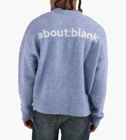 about:blank Mohair Knitted Logo Crewneck Blue Ecru