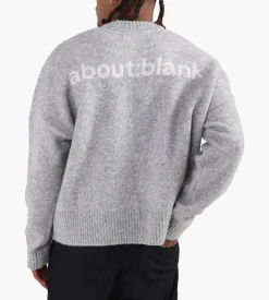 about:blank Mohair Knitted Logo Crewneck Grey Ecru