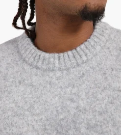 about:blank Mohair Knitted Logo Crewneck Grey Ecru
