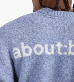 about:blank Mohair Knitted Logo Crewneck Blue Ecru