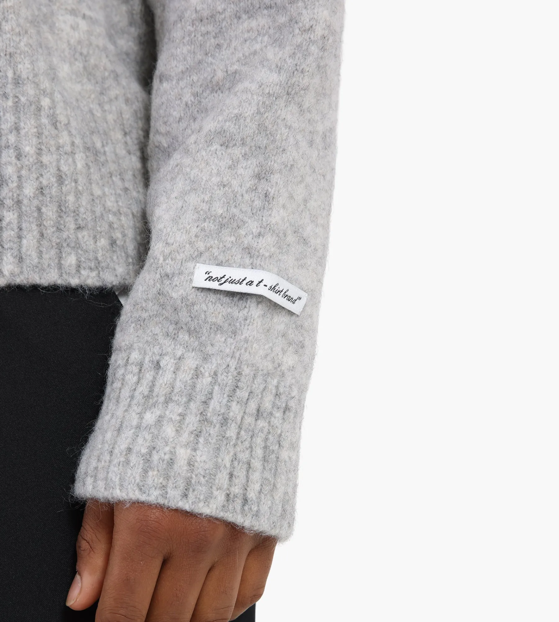 about:blank Mohair Knitted Logo Crewneck Grey Ecru
