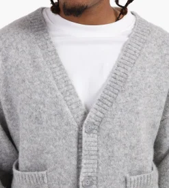 about:blank Mohair Knitted Logo Cardigan Grey Ecru