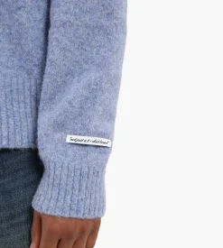 about:blank Mohair Knitted Logo Crewneck Blue Ecru