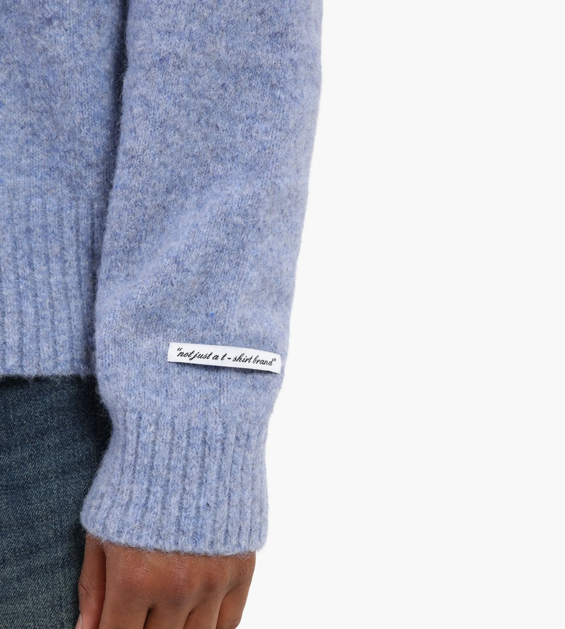 about:blank Mohair Knitted Logo Crewneck Blue Ecru