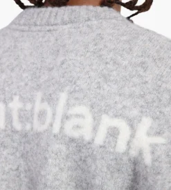 about:blank Mohair Knitted Logo Crewneck Grey Ecru