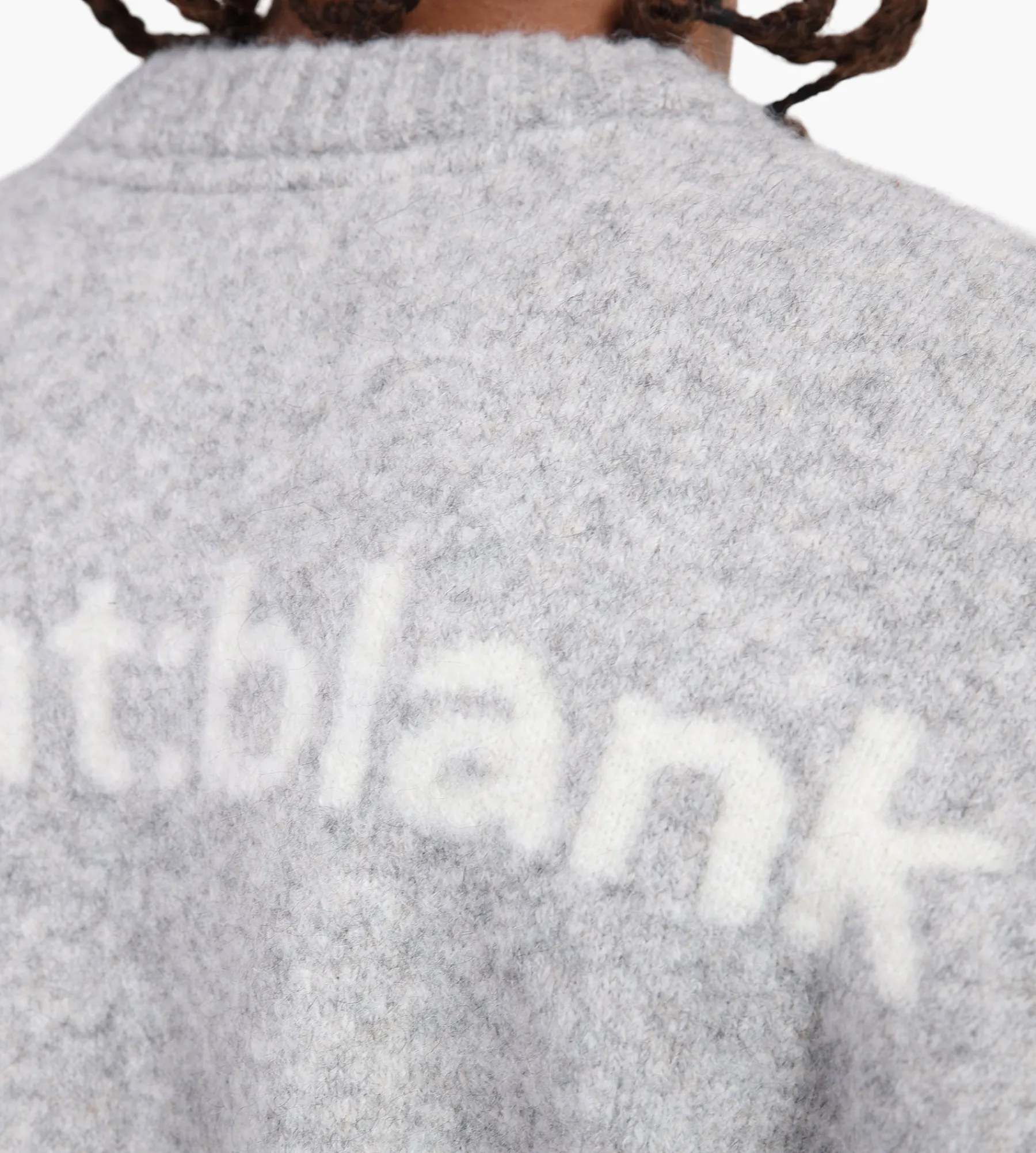 about:blank Mohair Knitted Logo Crewneck Grey Ecru