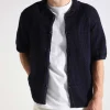 Arte Antwerp Crochet Knit Button Shirt Navy