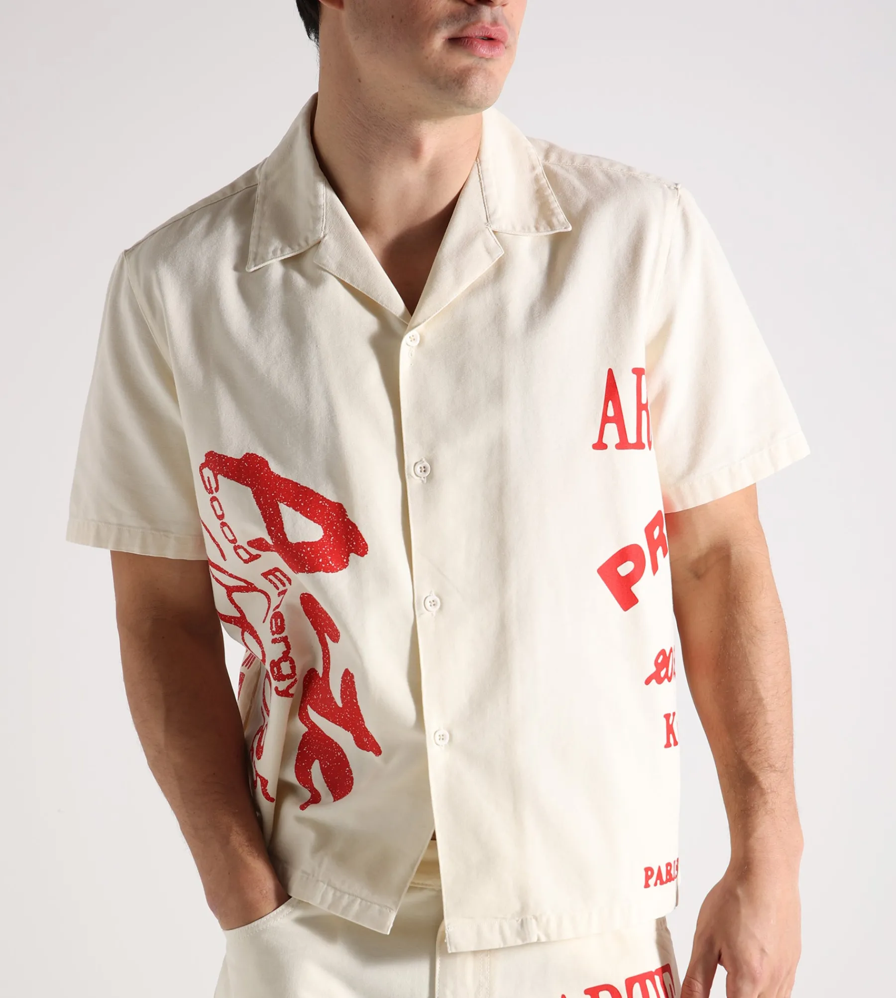 Arte Antwerp Red Print Shirt Cream