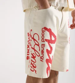 Arte Antwerp Red Print Shorts Cream
