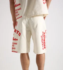 Arte Antwerp Red Print Shorts Cream