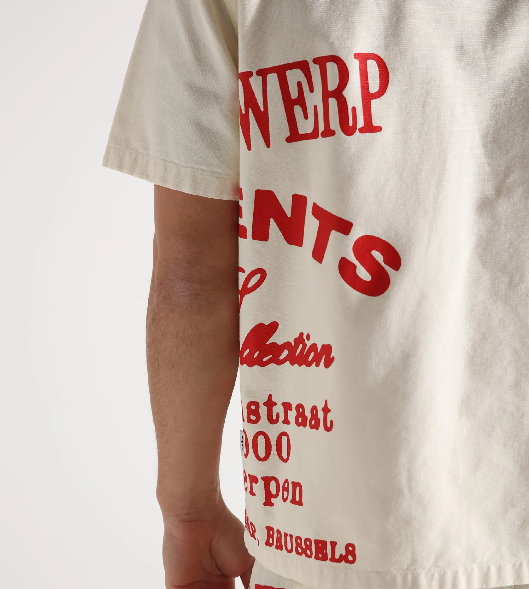 Arte Antwerp Red Print Shirt Cream