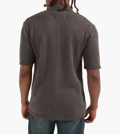 Baskèts Baskets Camp Collar Knit Shirt Moss Green