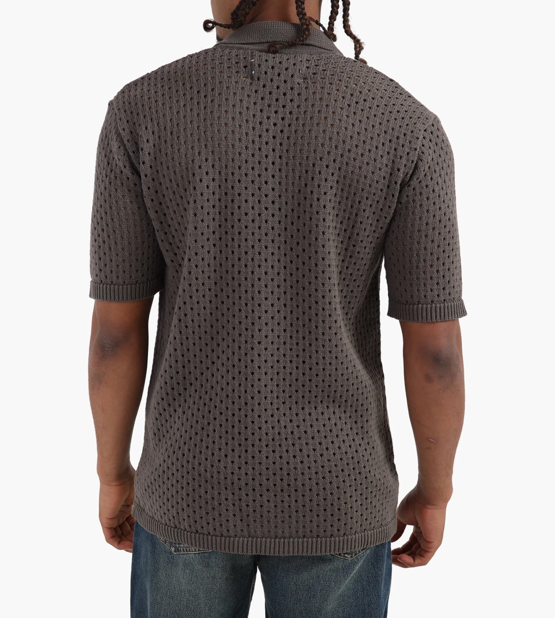 Baskèts Baskets Camp Collar Knit Shirt Moss Green