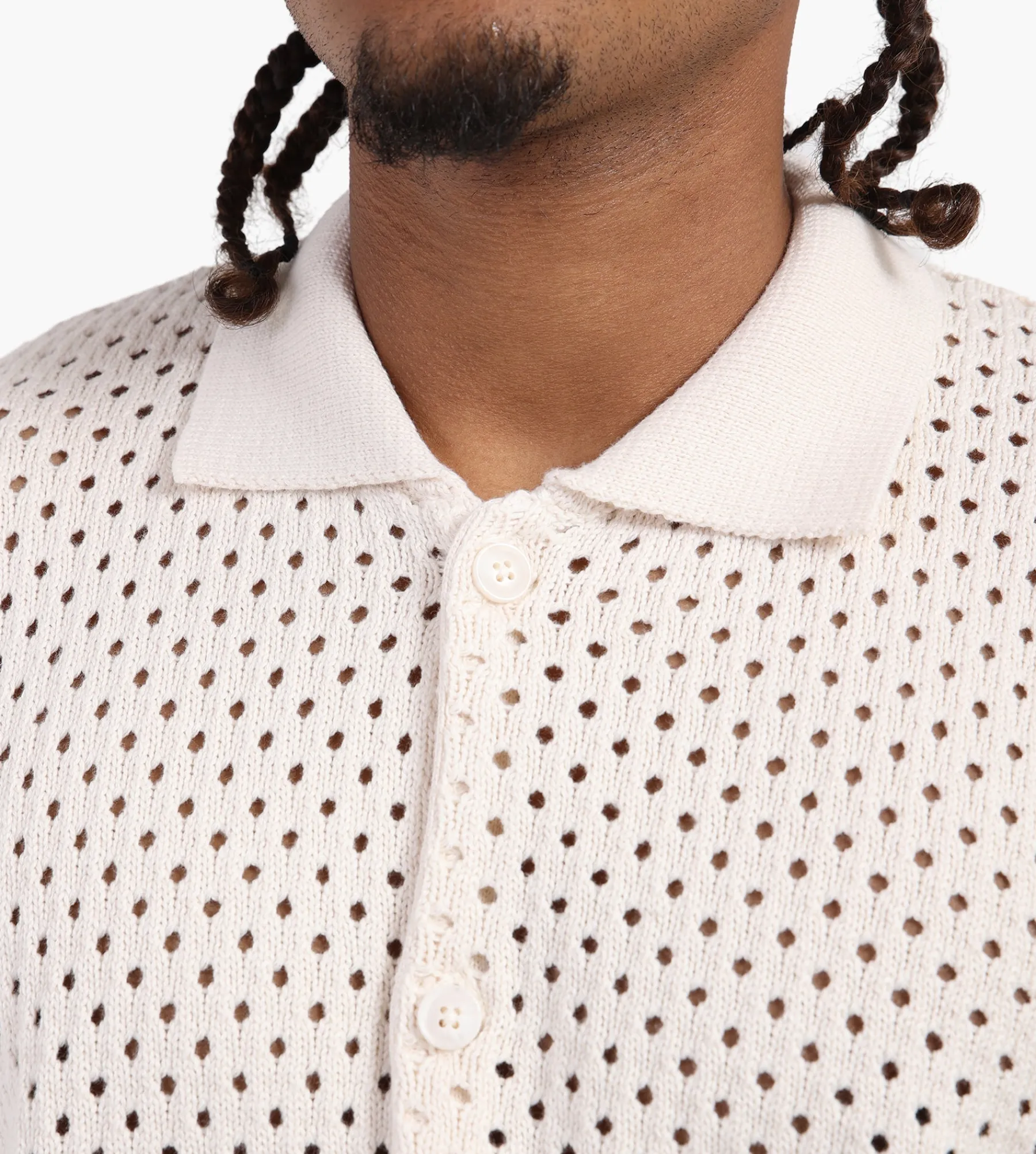 Baskèts Baskets Camp Collar Knit Shirt Ecru