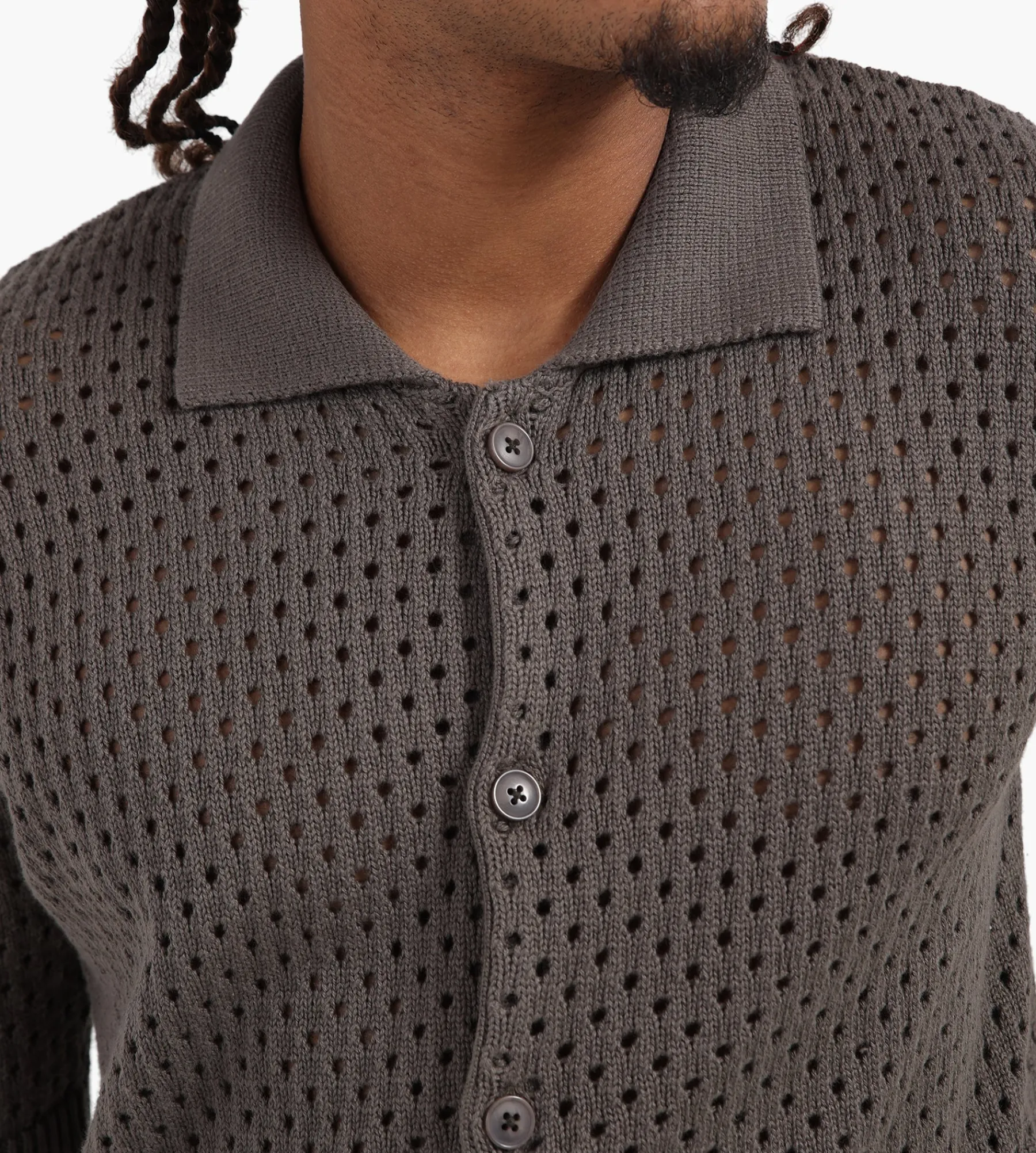 Baskèts Baskets Camp Collar Knit Shirt Moss Green