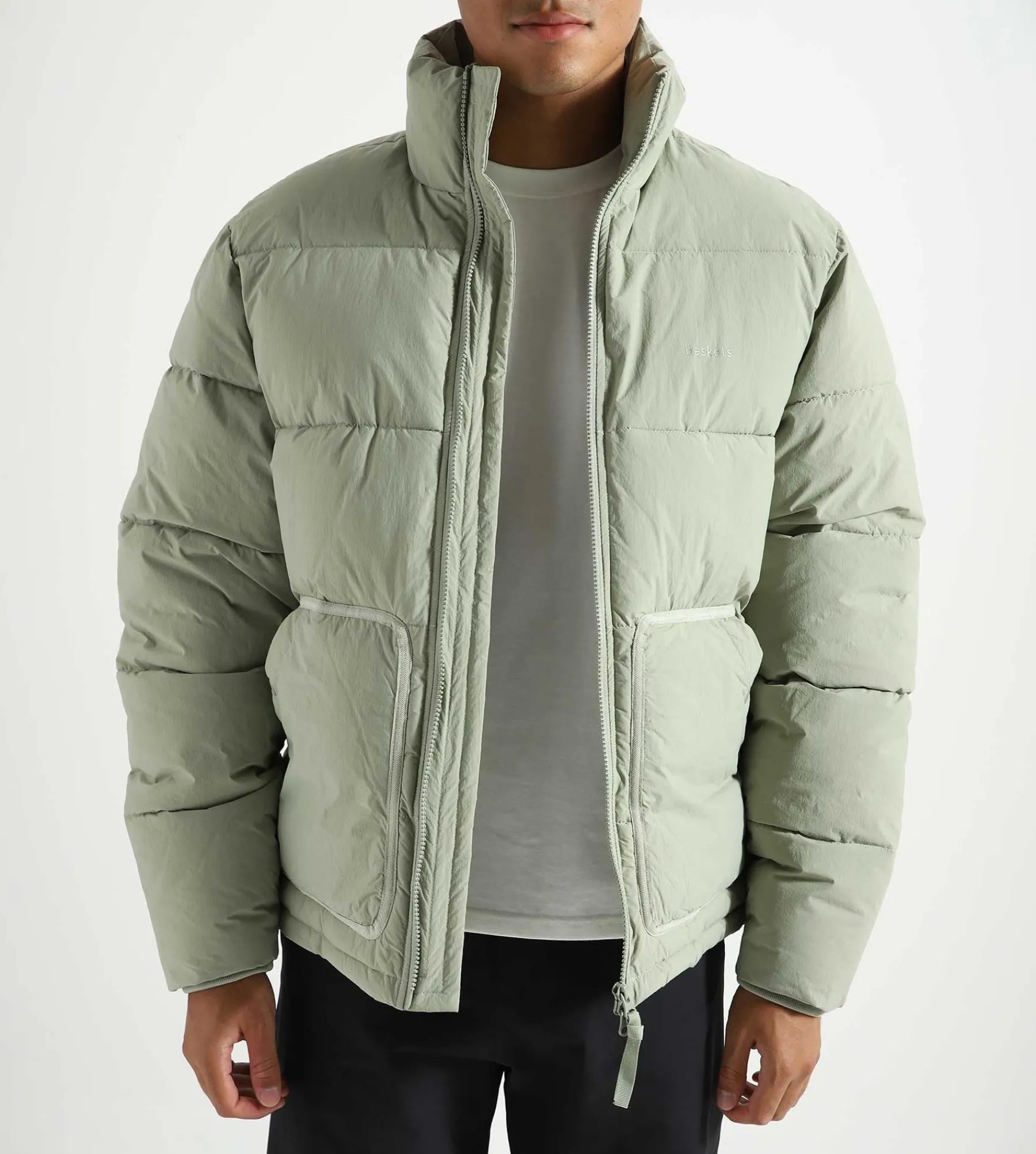 Baskèts Nylon Puffer Jacket Sage Green