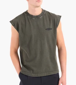 Bram's Fruit “F*ck Off” Sleevless T-Shirt Distressed Washed Charcoal