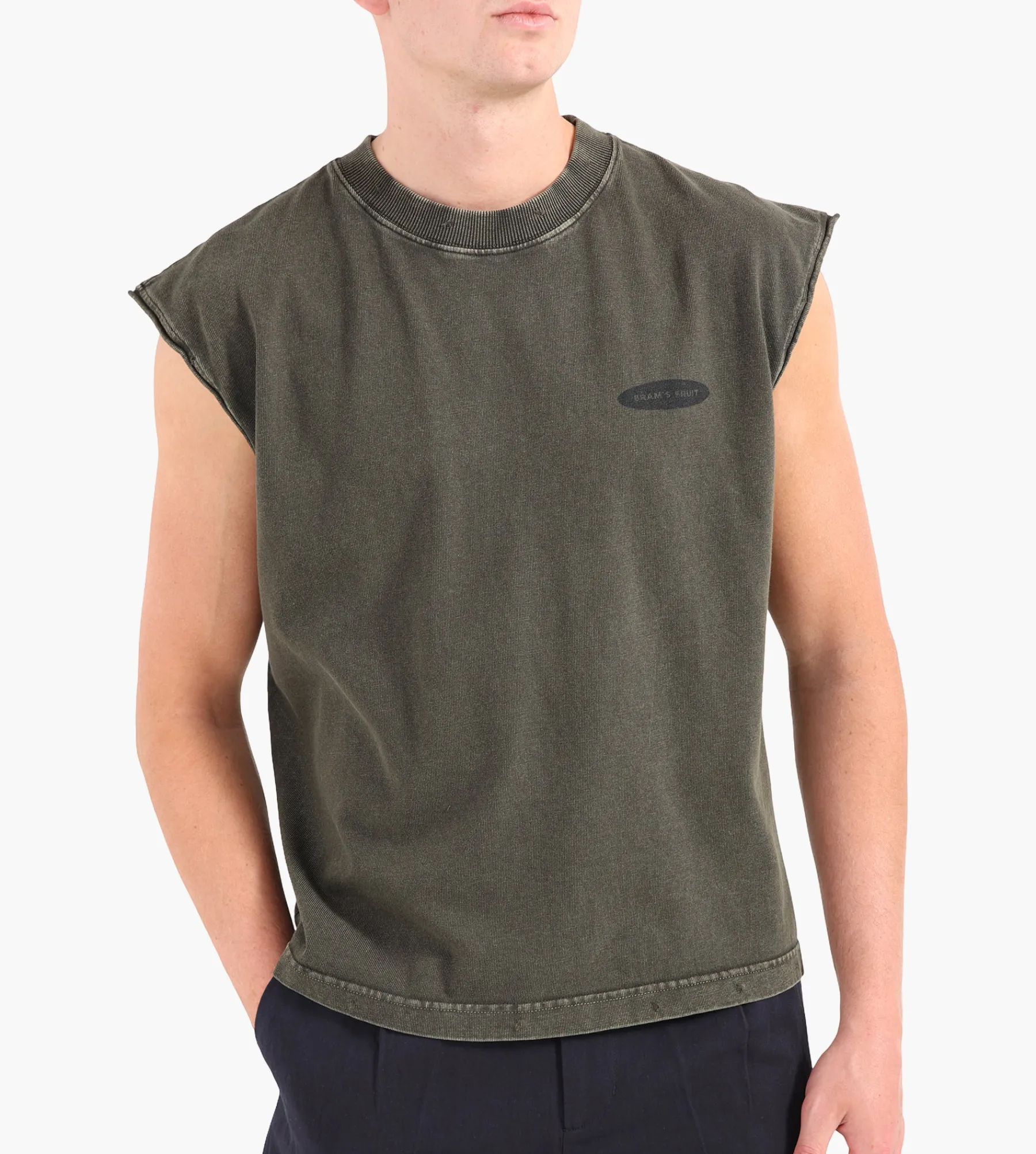 Bram's Fruit “F*ck Off” Sleevless T-Shirt Distressed Washed Charcoal