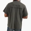 Bram's Fruit “F*ck Off” T-Shirt Distressed Washed Charcoal