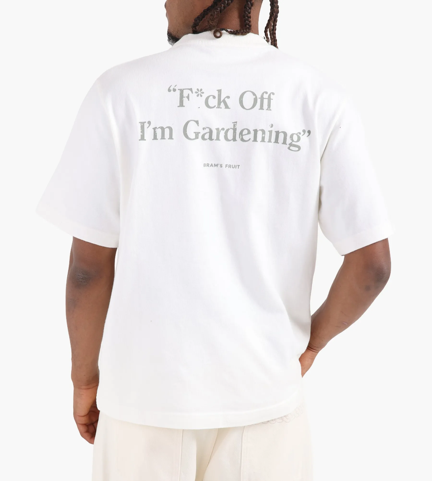 Bram's Fruit “F*ck Off” T-Shirt Distressed White