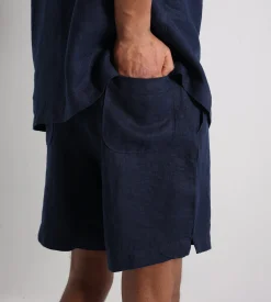 Bram's Fruit Garden Hose Linen Shorts Navy