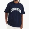 Café-Mountain College Logo Tee Navy And Natural