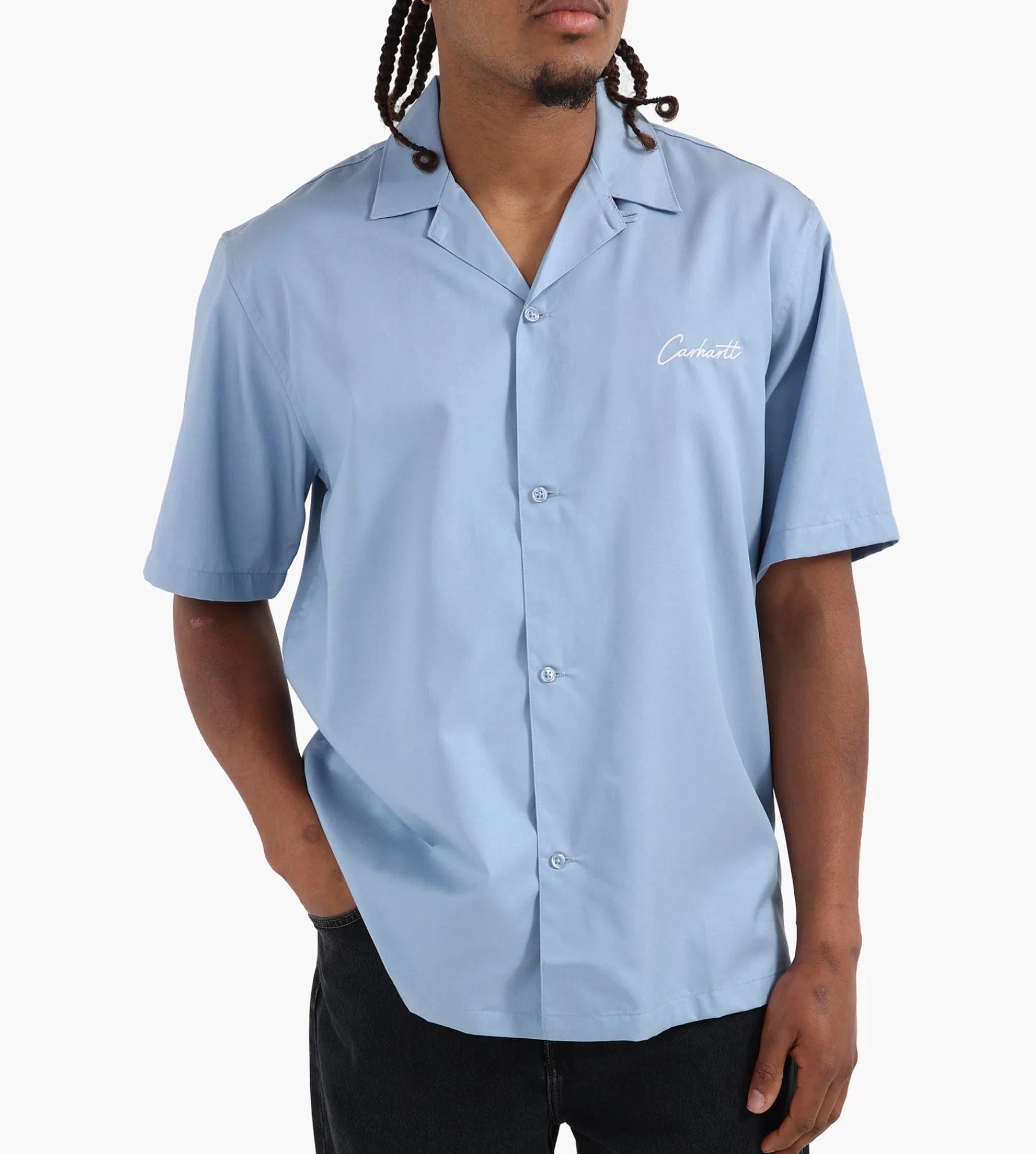 Carhartt WIP Delray Shirt Frosted Blue White