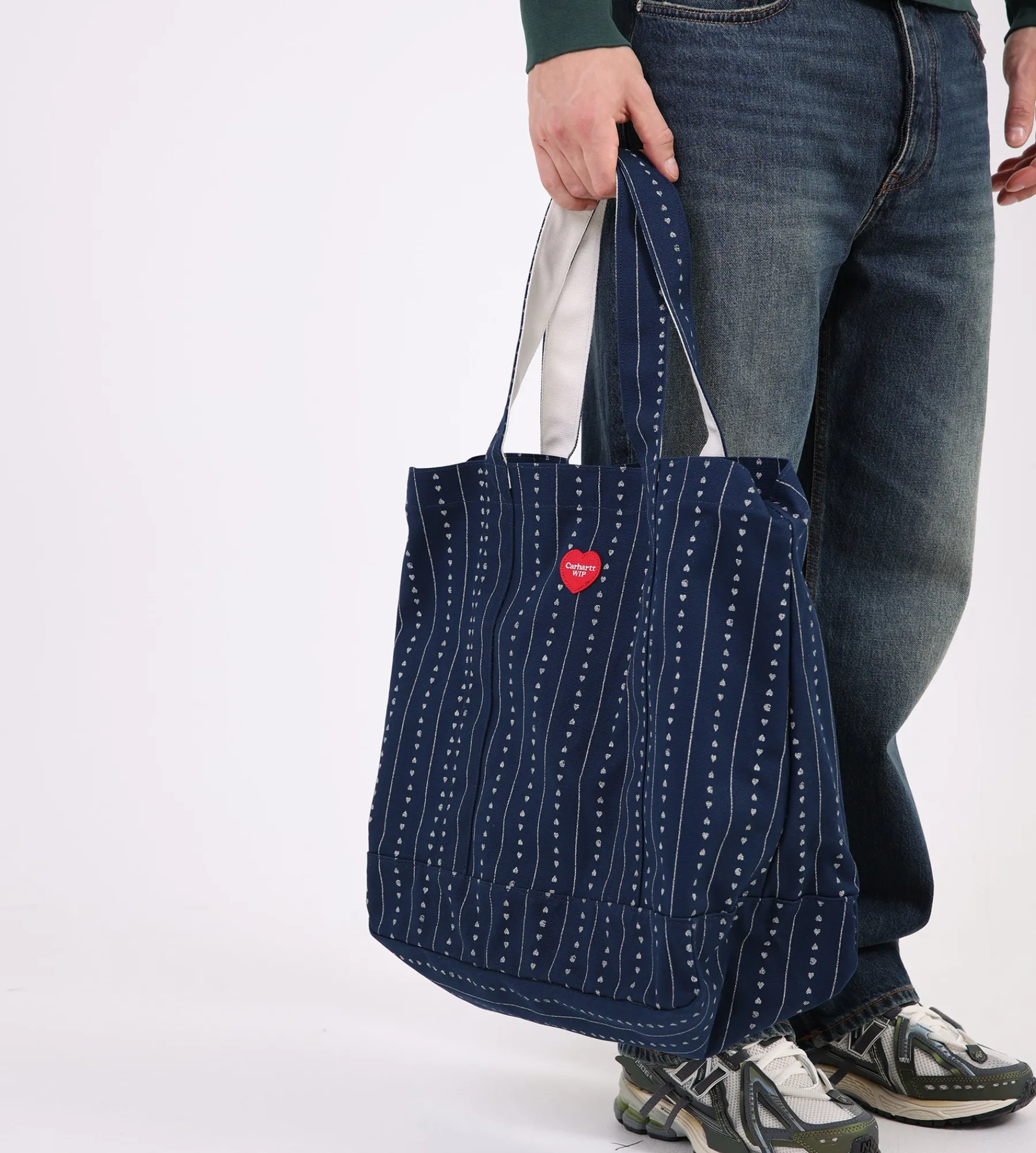 Carhartt WIP Drewe Tote Big Heart C Pinstripe Ink Natural