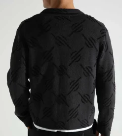 Daily Paper Kirabo Monogram Knit Cardigan Jet Black