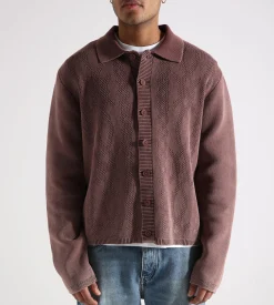Daily Paper Shield Cable Cardigan Bordeaux Red