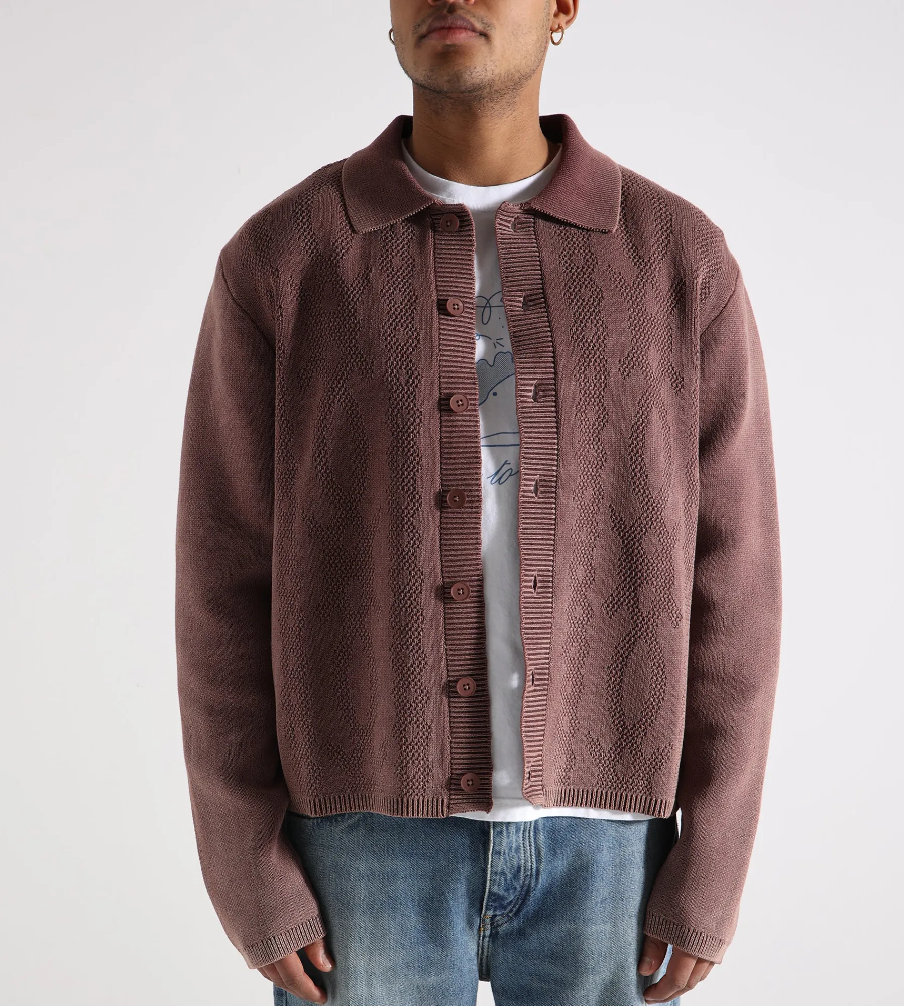 Daily Paper Shield Cable Cardigan Bordeaux Red