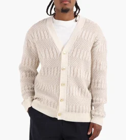 Drôle de Monsieur Le Cardigan Torsades Bicolore Off White