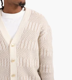 Drôle de Monsieur Le Cardigan Torsades Bicolore Off White
