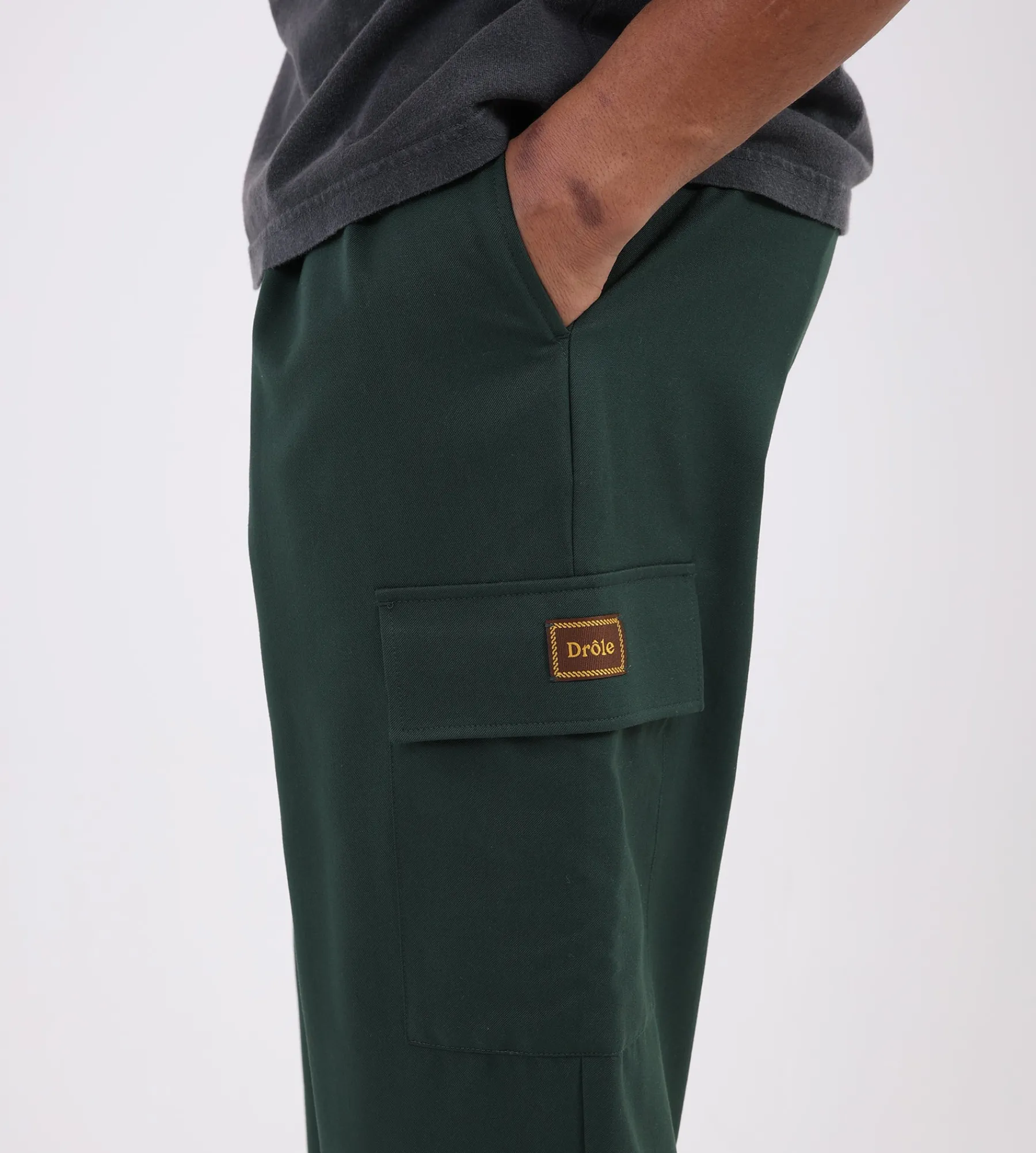 Drôle de Monsieur Le Pantalon Cargo Laine Forest Green