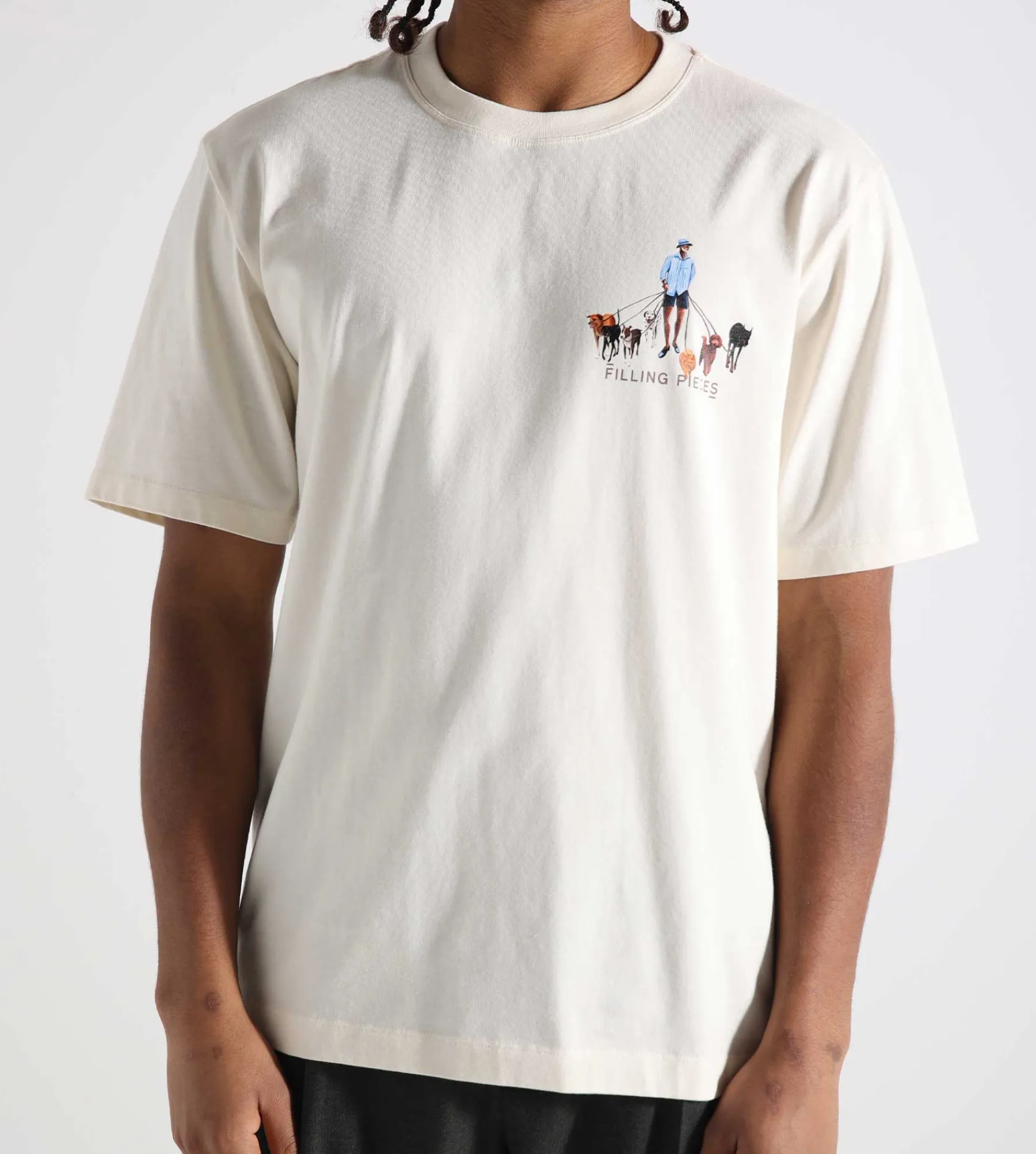 Filling Pieces T-shirt Dog Walker Antique White