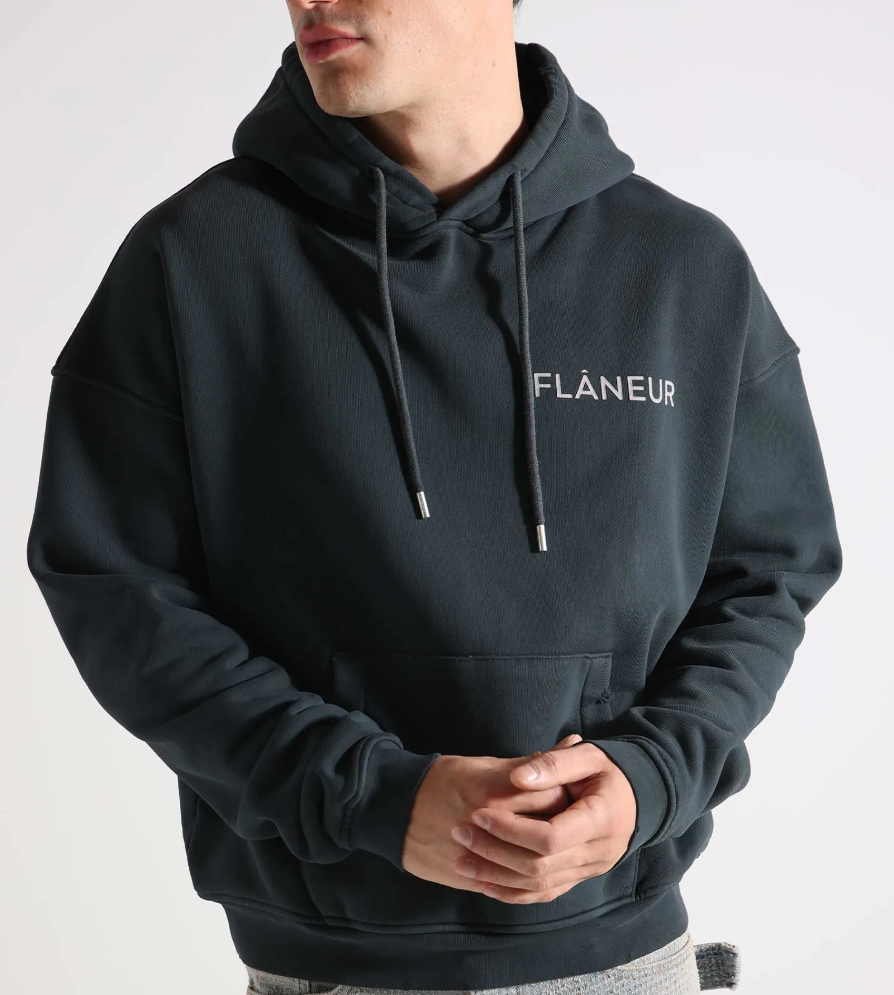 Flâneur Washed Hoodie Black