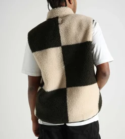 Gramicci Checkered Sherpa Vest Natural Olive Check