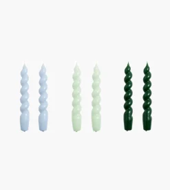 HAY Candle Spiral Set Of 6 Light Blue Mint Green