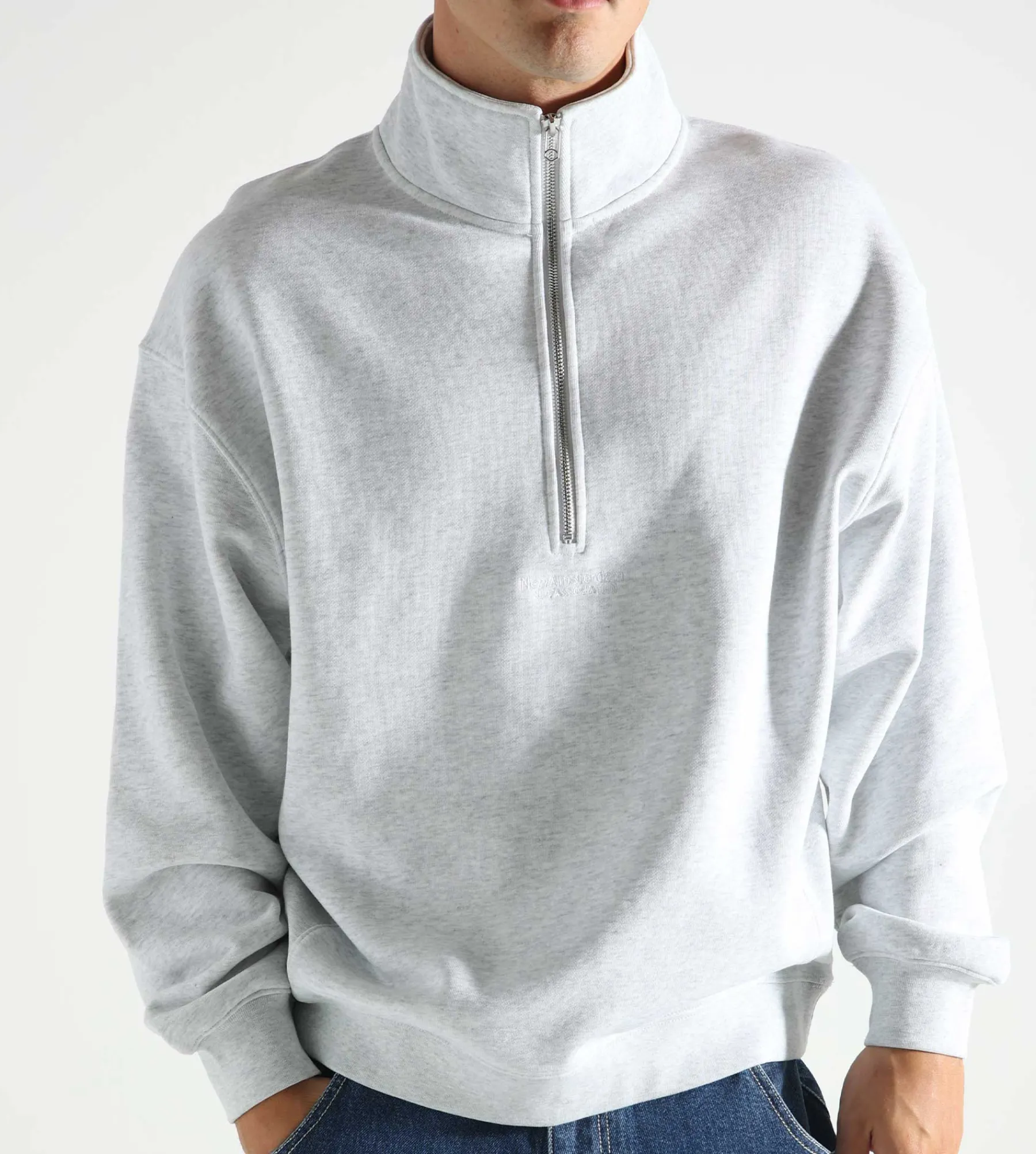 New Amsterdam Surf Association Logo Half Zip Grey Melange