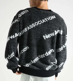 New Amsterdam Surf Association Name Knit Aop Black W White