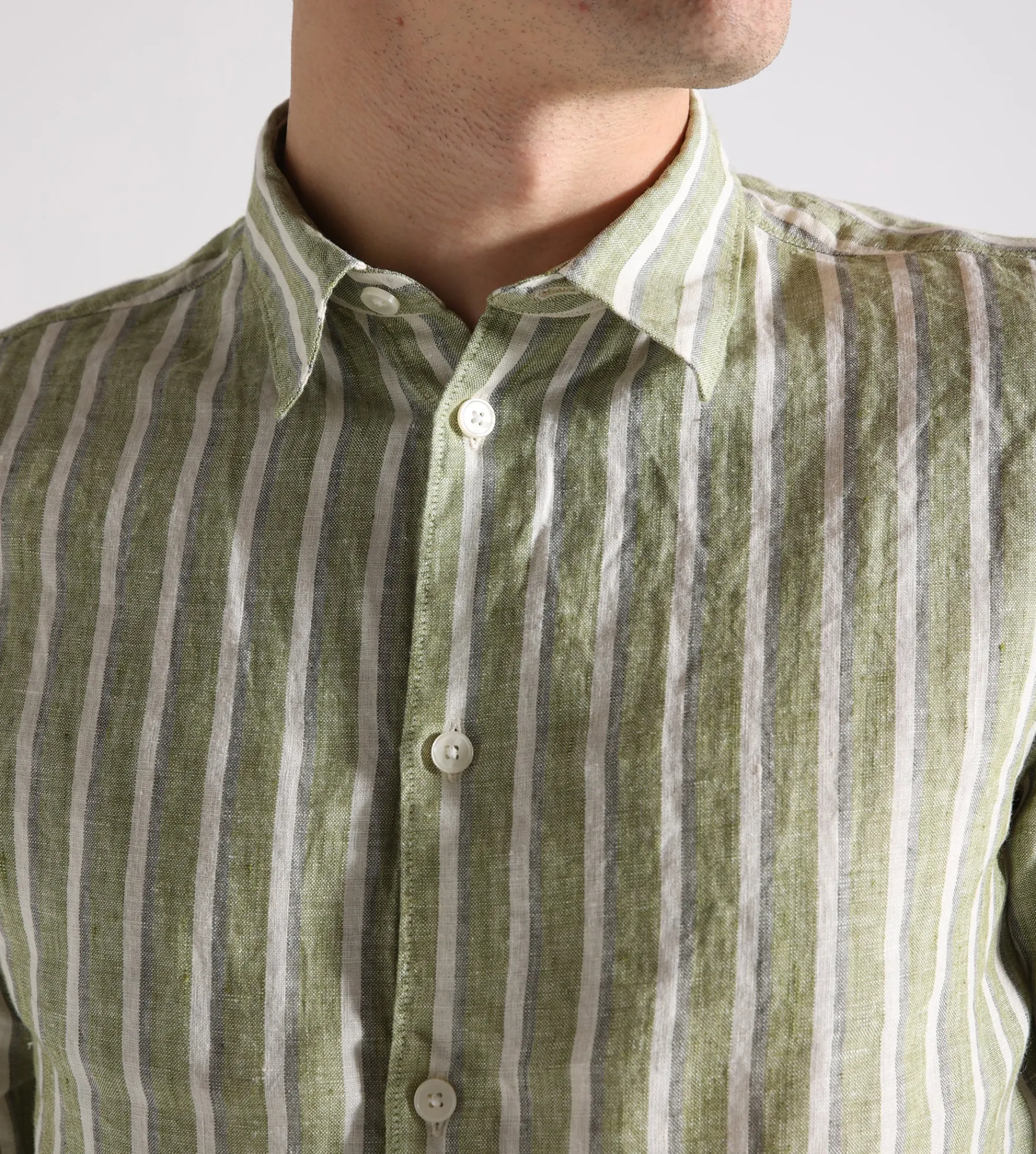 NN.07 Enzo Shirt 5728 Green Stripe