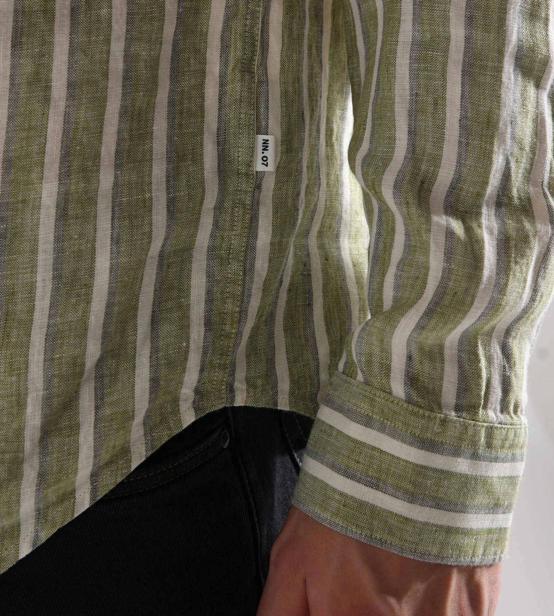 NN.07 Enzo Shirt 5728 Green Stripe