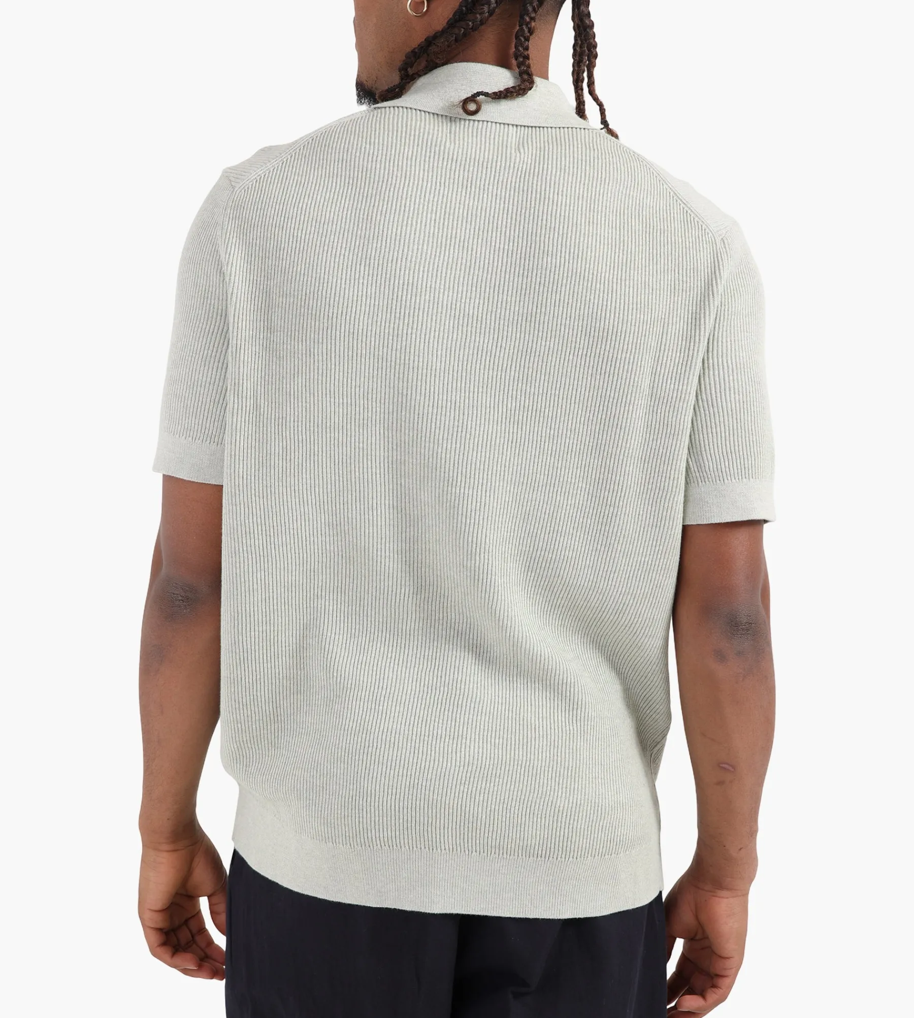 NN.07 Hansie Short Sleeve Zip Knit 6600 Sage Green