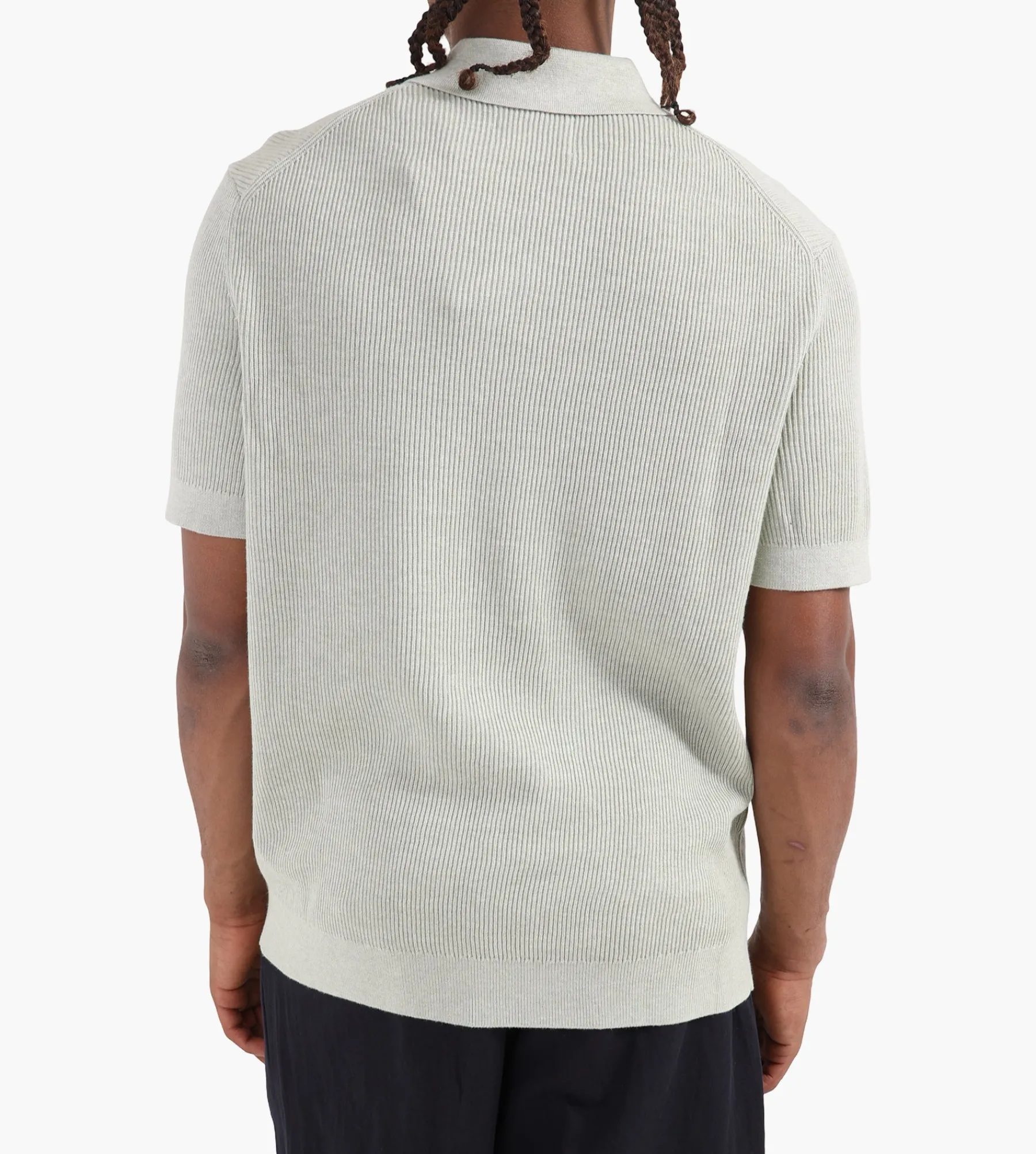 NN.07 Hansie Short Sleeve Zip Knit 6600 Sage Green