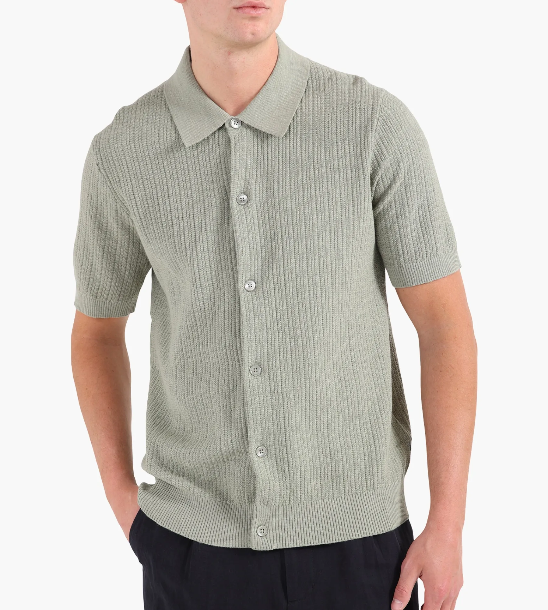 NN.07 Nolan Polo Cardigan 6695 Sage Green
