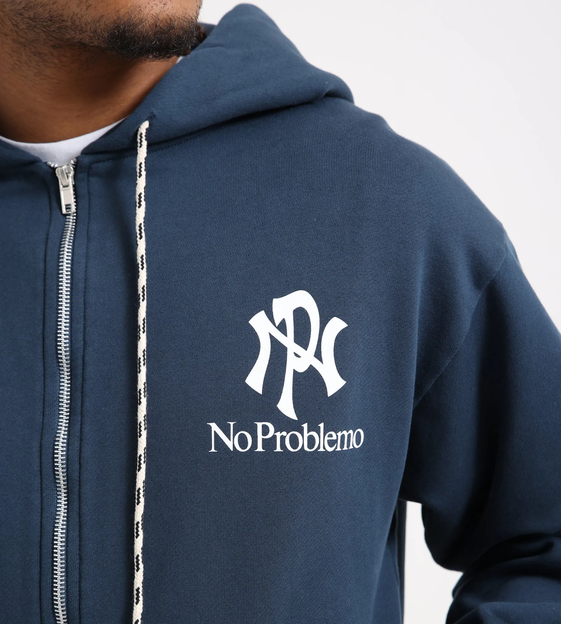 No Problemo NYP Zip Through Hoodie Navy