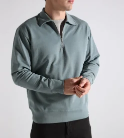 Norse Projects Ketel Relaxed Organic Half Zip Greyish Blue