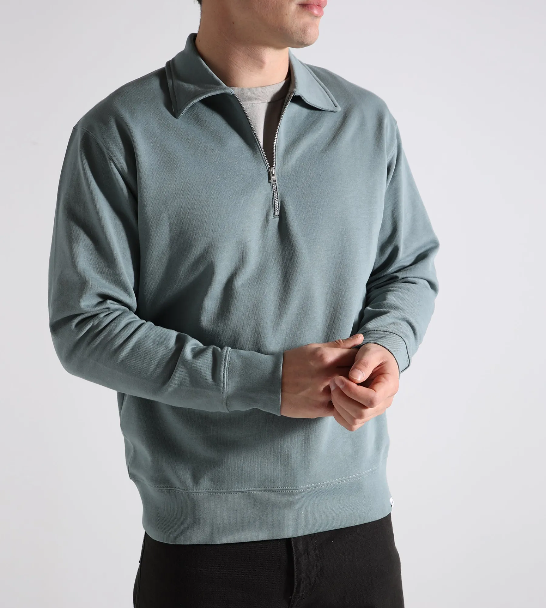 Norse Projects Ketel Relaxed Organic Half Zip Greyish Blue
