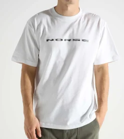 Norse Projects Simon Loose Organic Brush Bevel Logo T-Shirt White