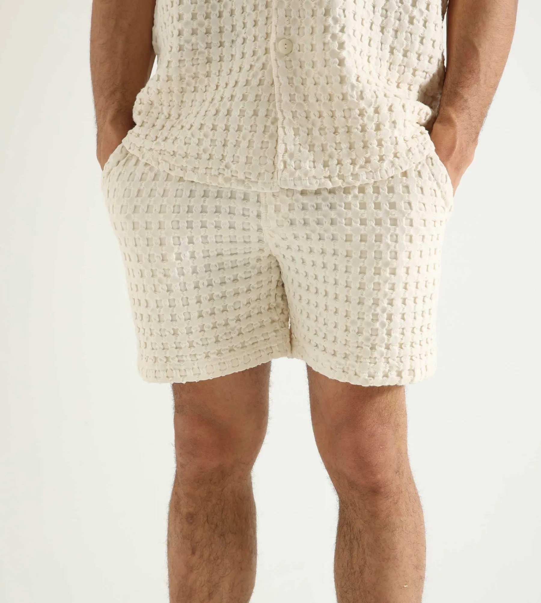 OAS Ecru Porto Waffle Shorts